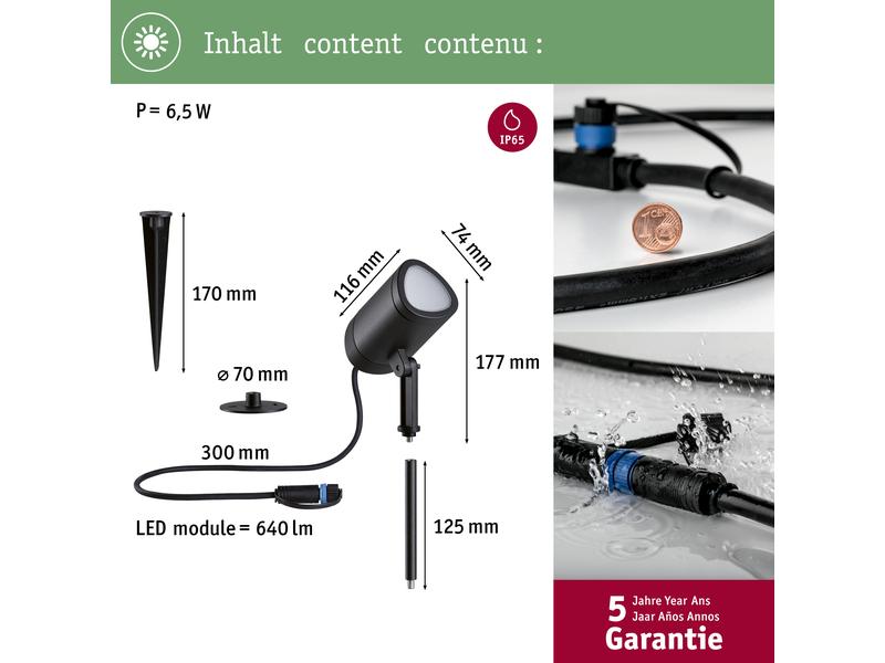 Paulmann Outdoor Gartenspot Plug & Shine Shira, RGBW, 6.5W, LED Gartenstrahler