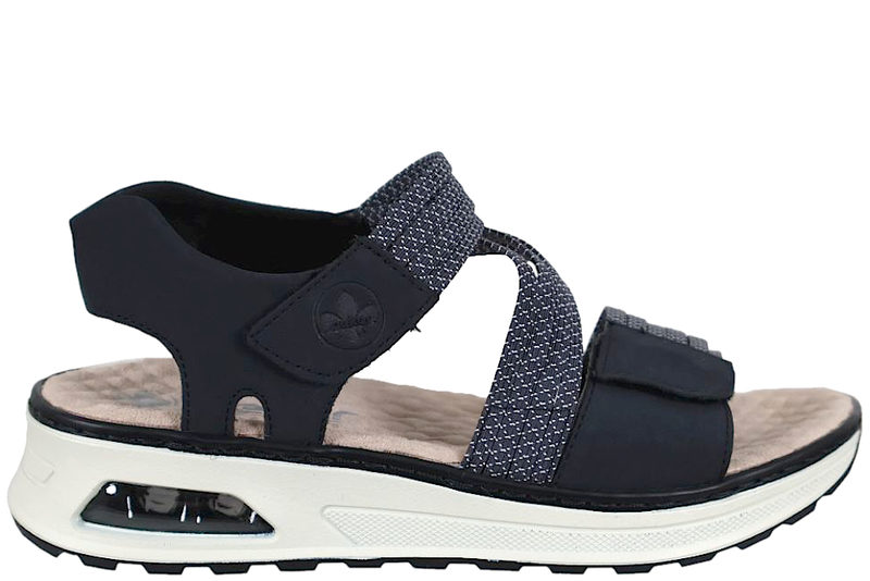 RIEKER SANDAL I MØRKEBLÅ TEKSTIL