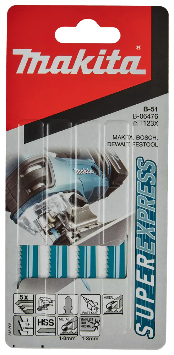 Makita B-06476 HSS Decoupeerzaagblad B51 - Metaal / Aluminium (5st)