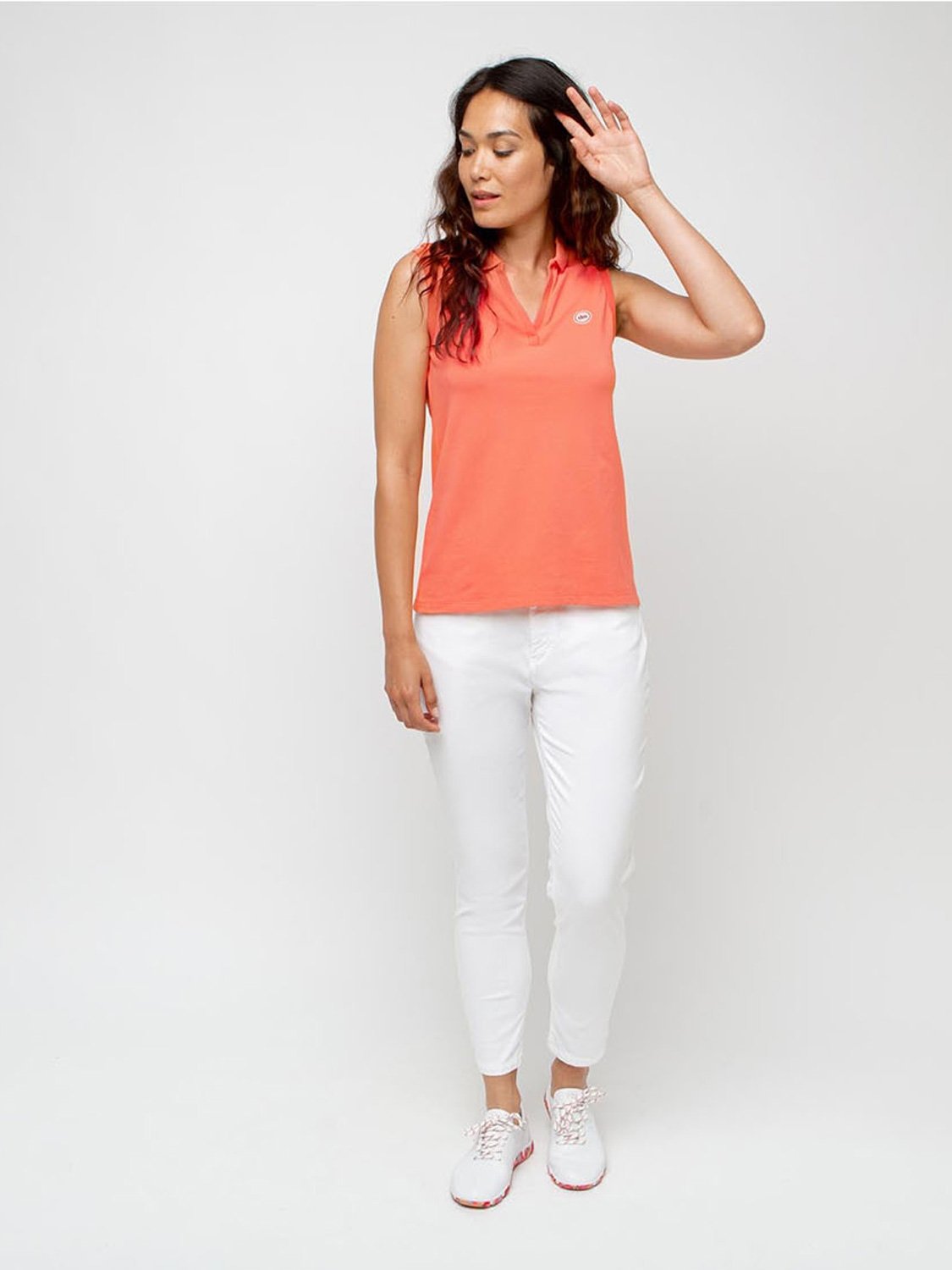 Polo Femme Sans Manches Coton Biologique Bleu Marine