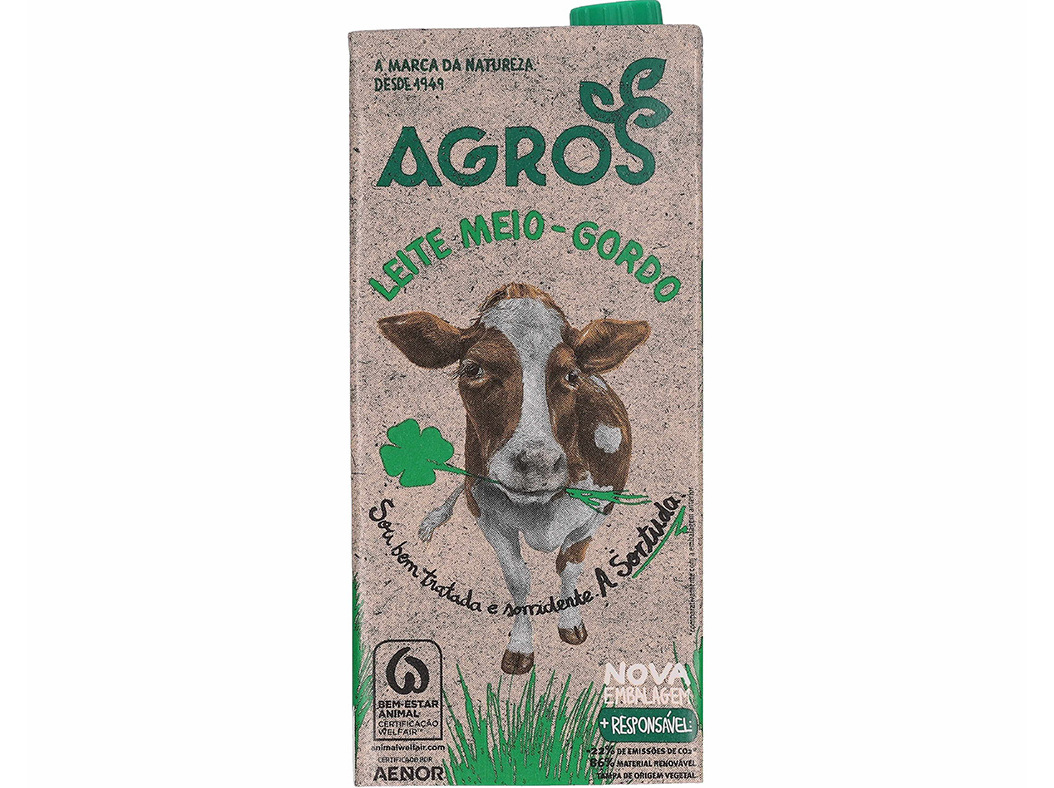 LEITE AGROS UHT MEIO GORDO 1L