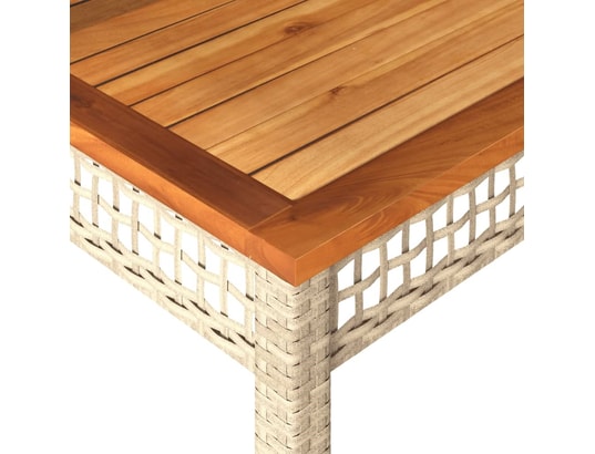 VIDAXL - Table de jardin beige 80x80x75 cm résine tressée et bois aca...
