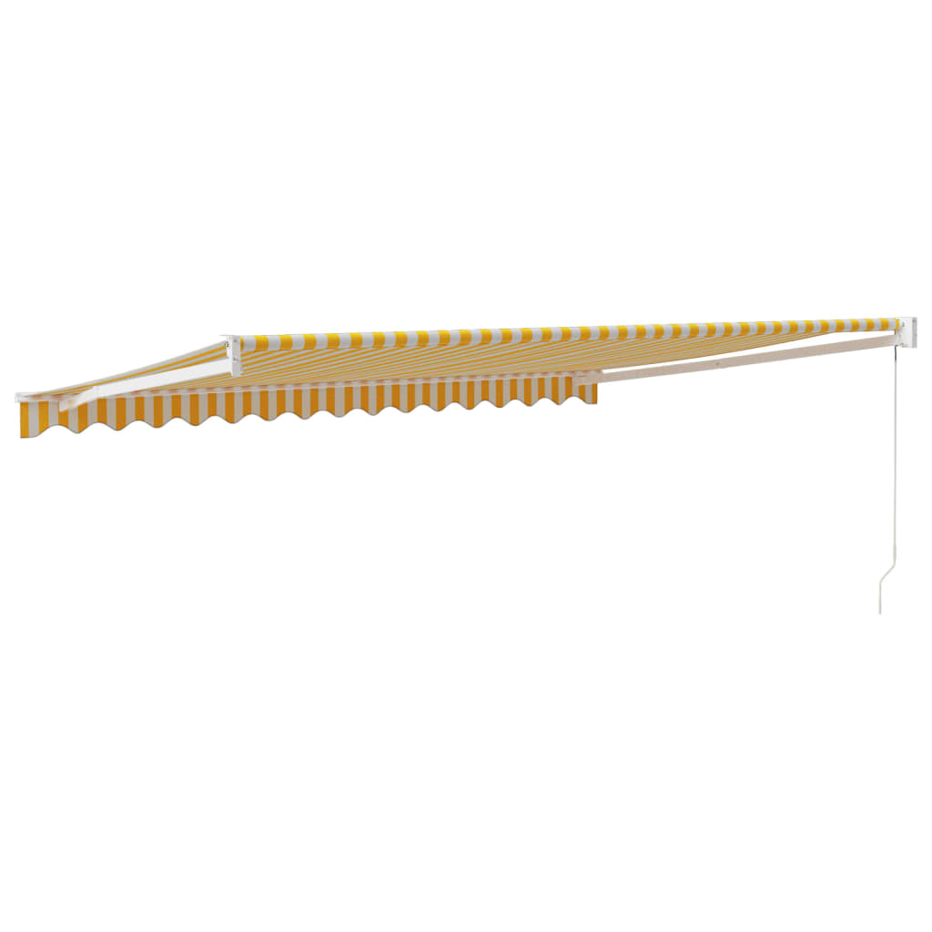 Auvent rétractable jaune et blanc 4,5x3 m tissu et aluminium