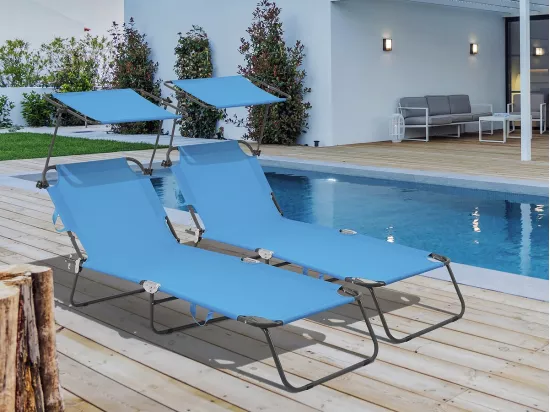 Lot de 2 bains de soleil pliable 