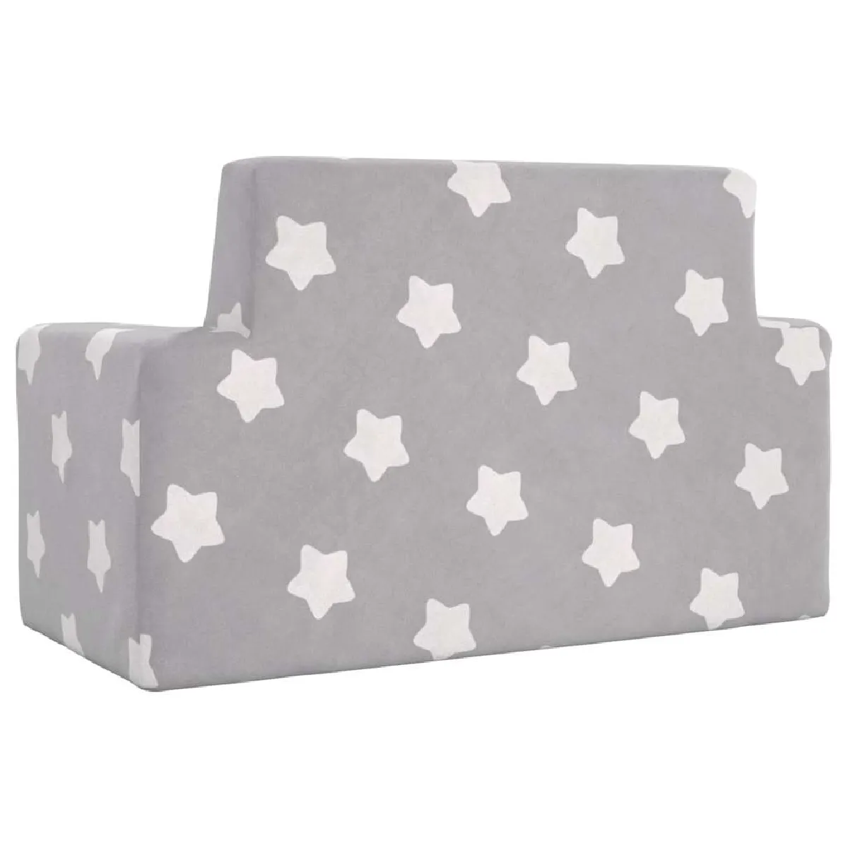 vidaXL Canapé pour enfants à 2 places Gris clair étoiles Peluche douce