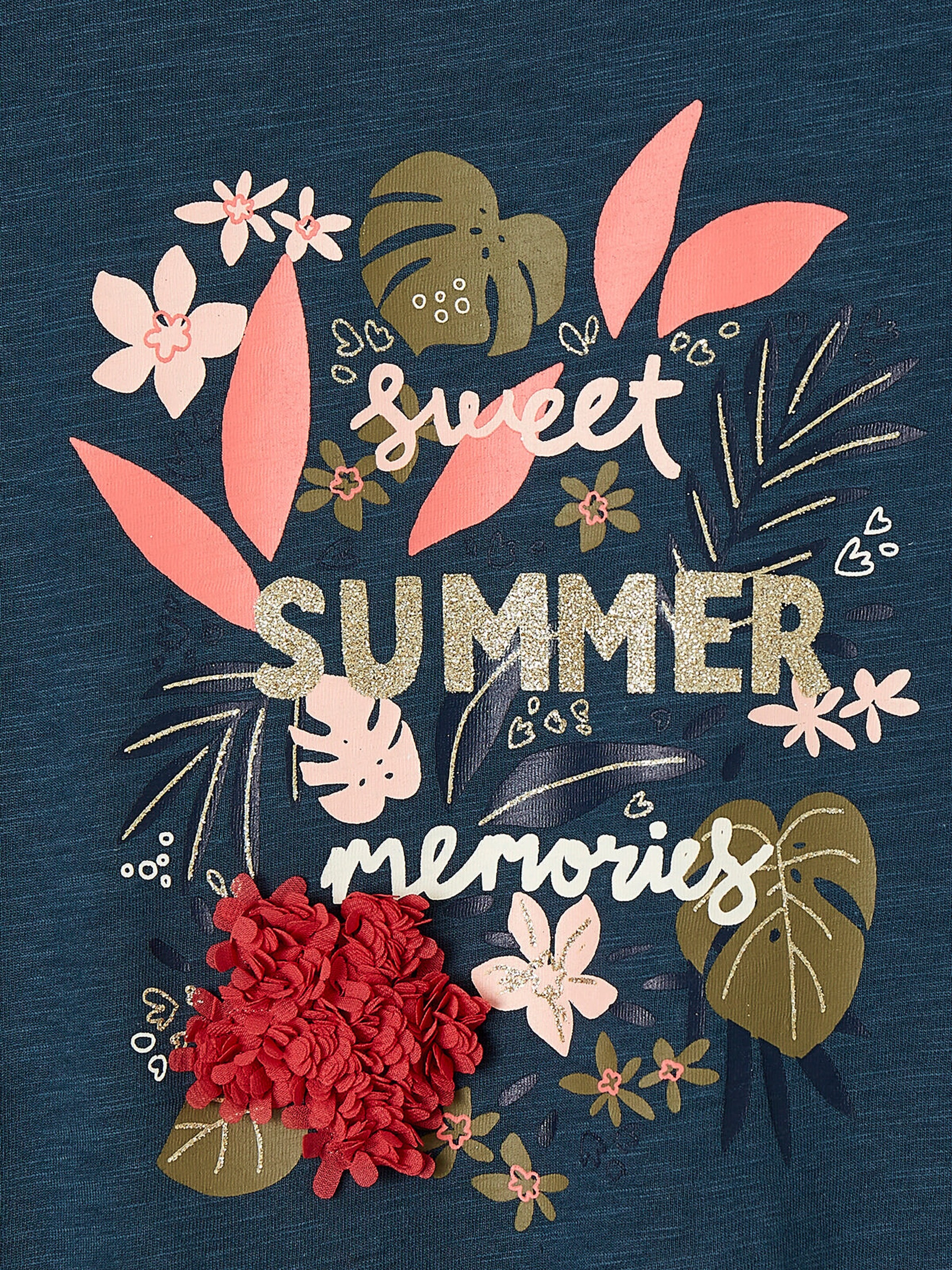 Vertbaudet Mädchen T-Shirt mit Rüschenmotiv tinte