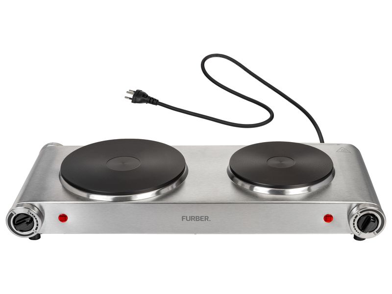 FURBER Doppelkochplatte Silber, 1500 W / 1000 W Mobiles Kochfeld