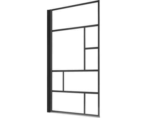 Badwand, 1-delig, SCHULTE Komfort ExpressPlus 800 x 1400 mm, glasdecor Atelier, profielkleur zwart, EP1650 68 166 5