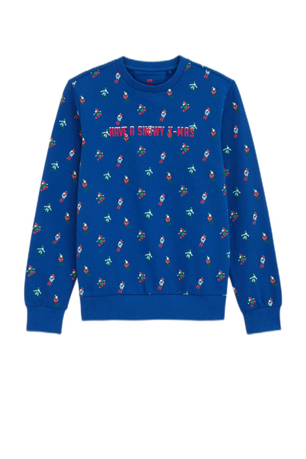 WE Fashion kersttrui blauw