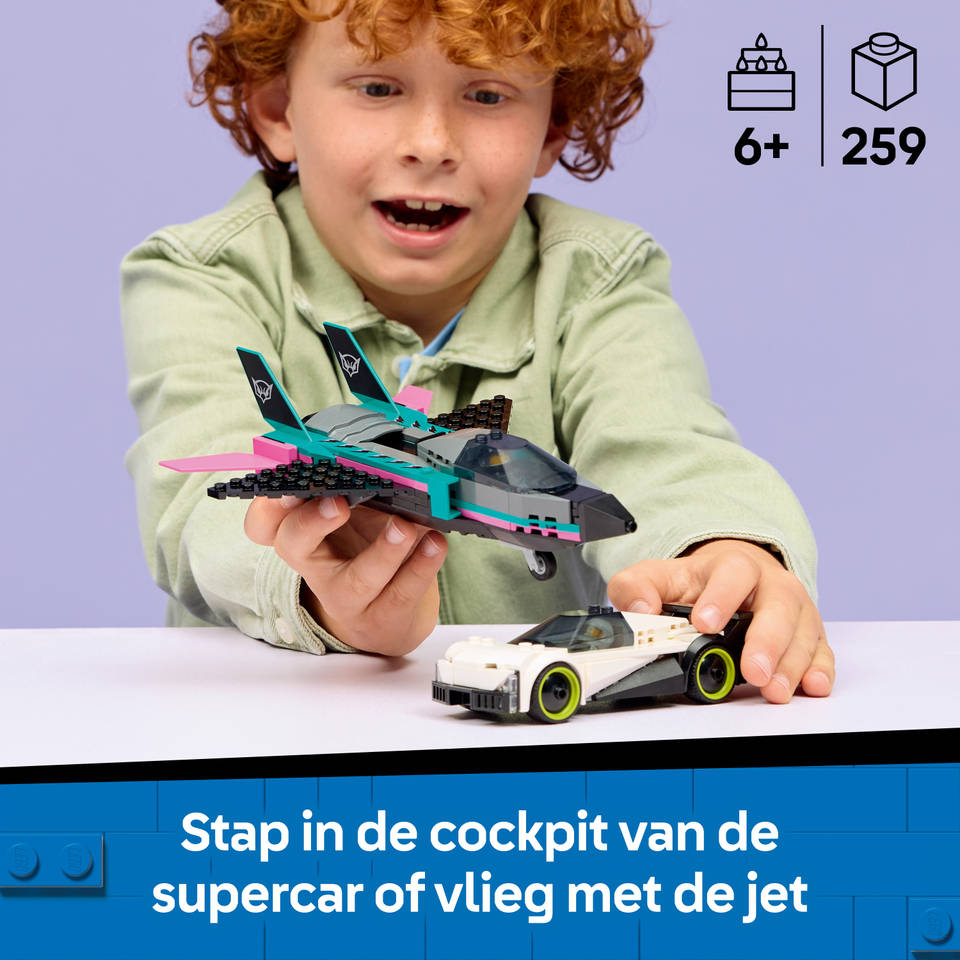LEGO City straalvliegtuig vs. sportauto 60489