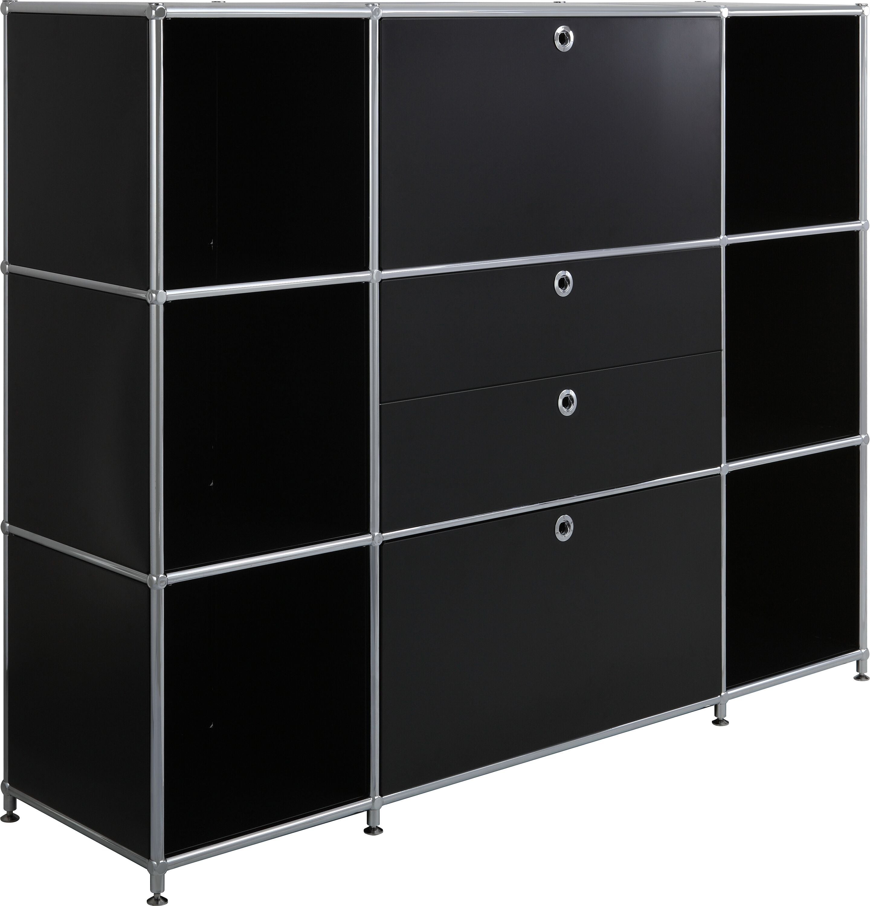 FLEXCUBE Highboard - Schwarz / B: 152.0 cm x T: 40.0 cm x H: 118.0 cm