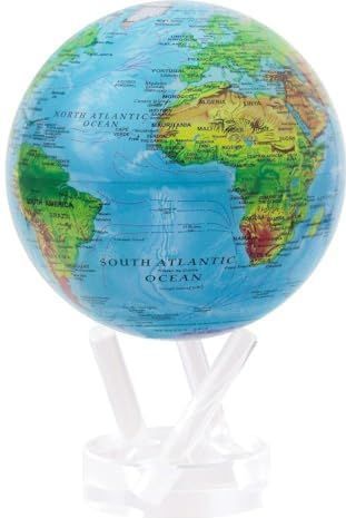 MOVA - Globe Relief Map - Wereldbol - Blauw - Zonne-energie, Handgemaakt, 15 cm Diameter
