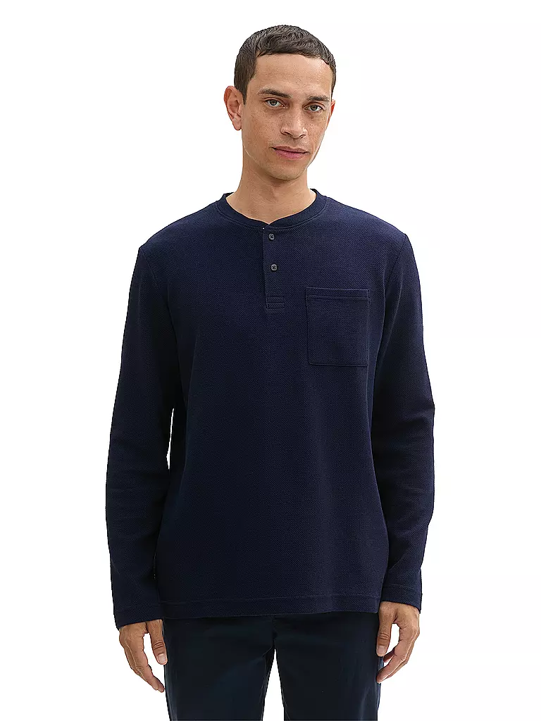 TOM TAILOR Pullover HENLEY dunkelblau