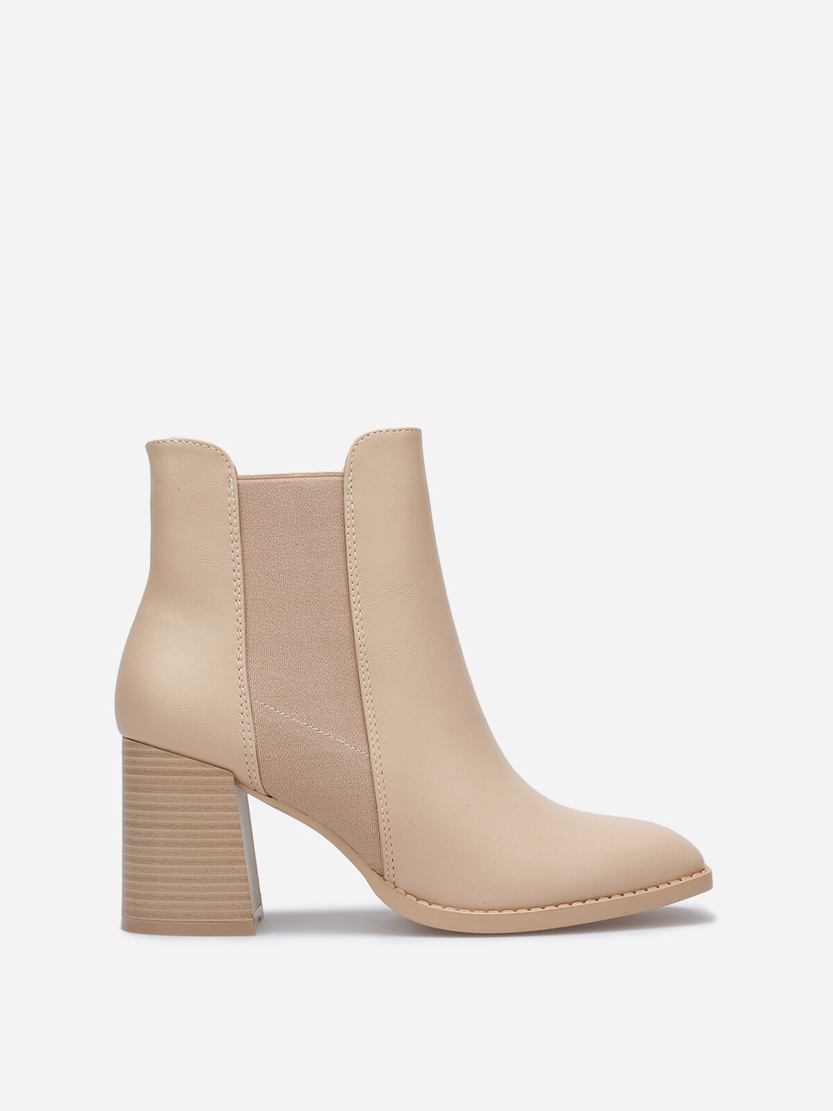 Chelsea à talon et bout carrés- Taupe