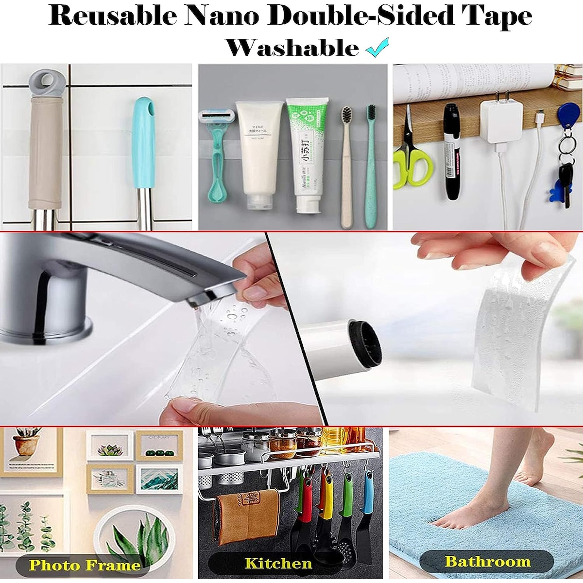 2 Pakke Nanotape Ikke-merkende dobbeltsidig klebende 3m Gjennomsiktig 300 x 3 x 0.2 cm