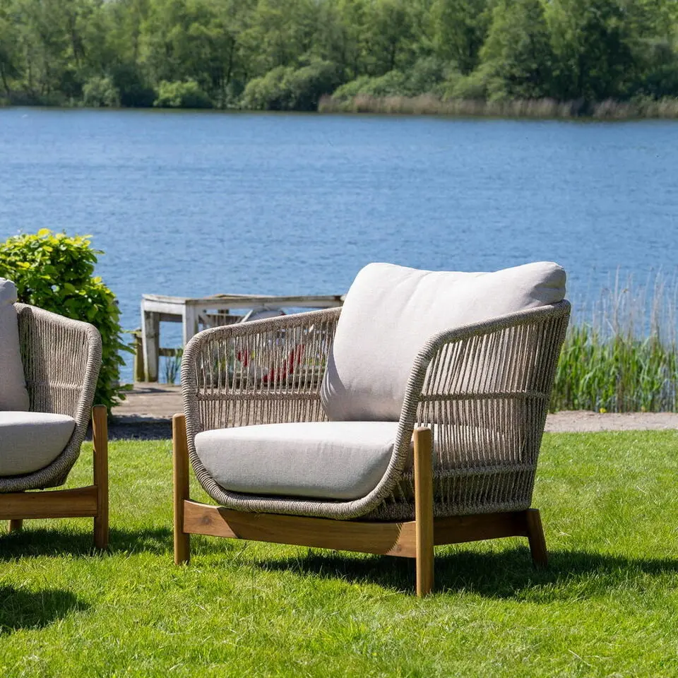 Fauteuil Acacia Bruin/Beige - 78,5x86x72cm - Terracina