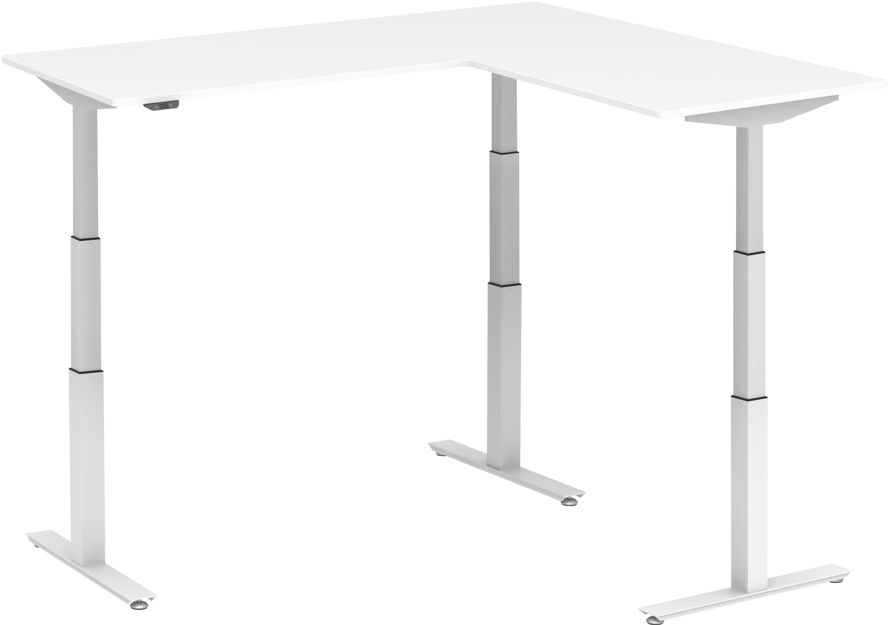 FLEXCUBE PROFI Eckschreibtisch höhenverstellbar - Weiss / B: 180.0 cm x T: 170.0 cm x H: 62.5 cm