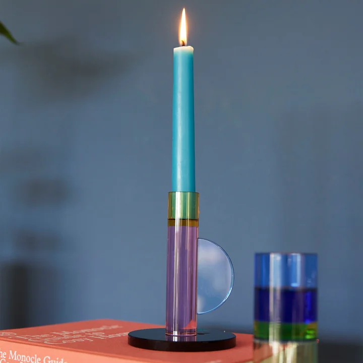 Hübsch Interior - Kristall Kerzenhalter, rosa / blau