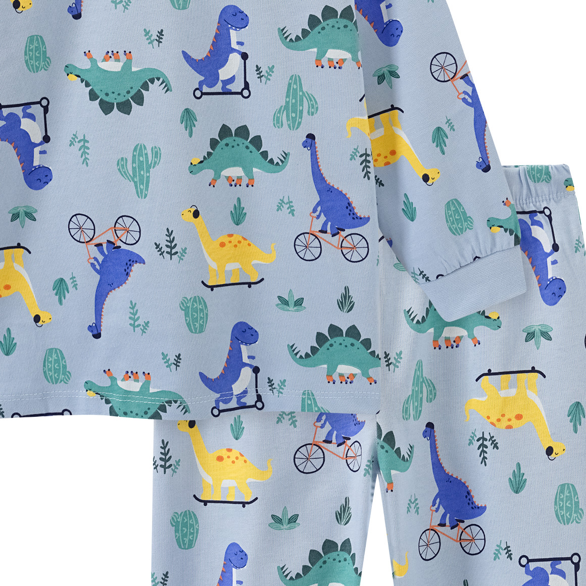Topomini Baby Schlafanzug mit Dino-Motiven hellblau / bunt