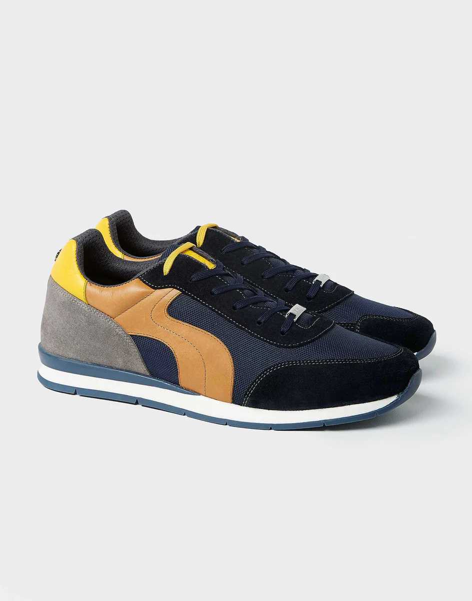 Sneakers bi-matière marine