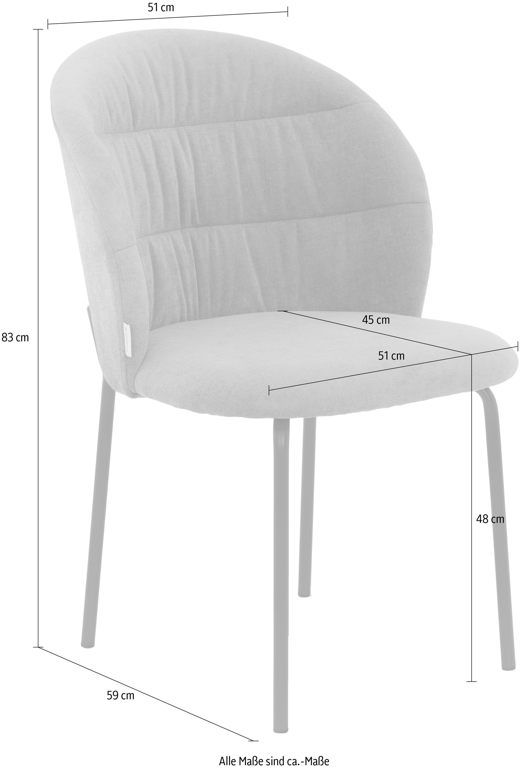 TOM TAILOR HOME 4-Fussstuhl »LEAF CHAIR« (Set) 2 Stk.4-Fussgestell, Raffung in der Rückenlehne