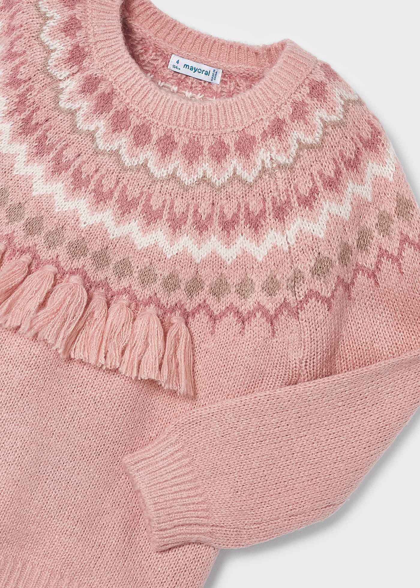 Suéter infantil de jacquard com franjas