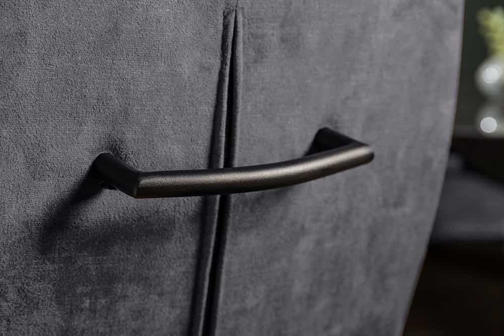 Moderner Freischwinger Stuhl COMFORT grau Samt mit Komfortgriff