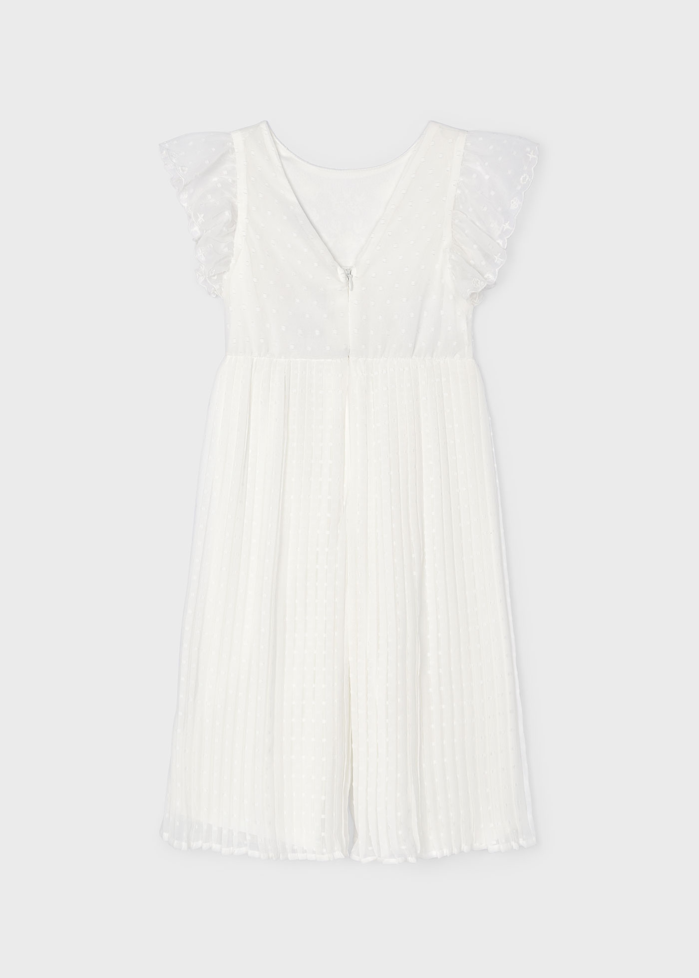 Macacão nude de chiffon com estampa de bolinhas para meninas