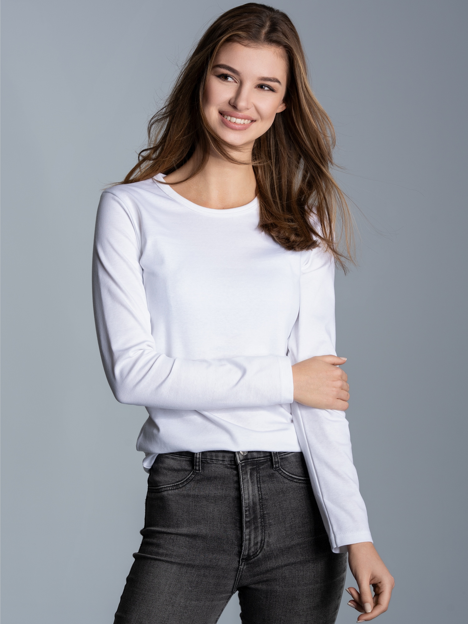 Langarmshirt Weiss