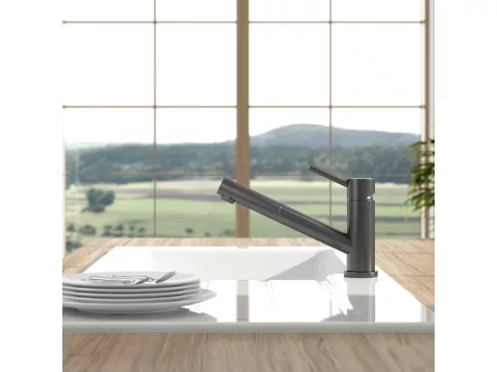 Robinet cuisine VILLEROY ET BOCH Como Shower anthracite + nettoyant