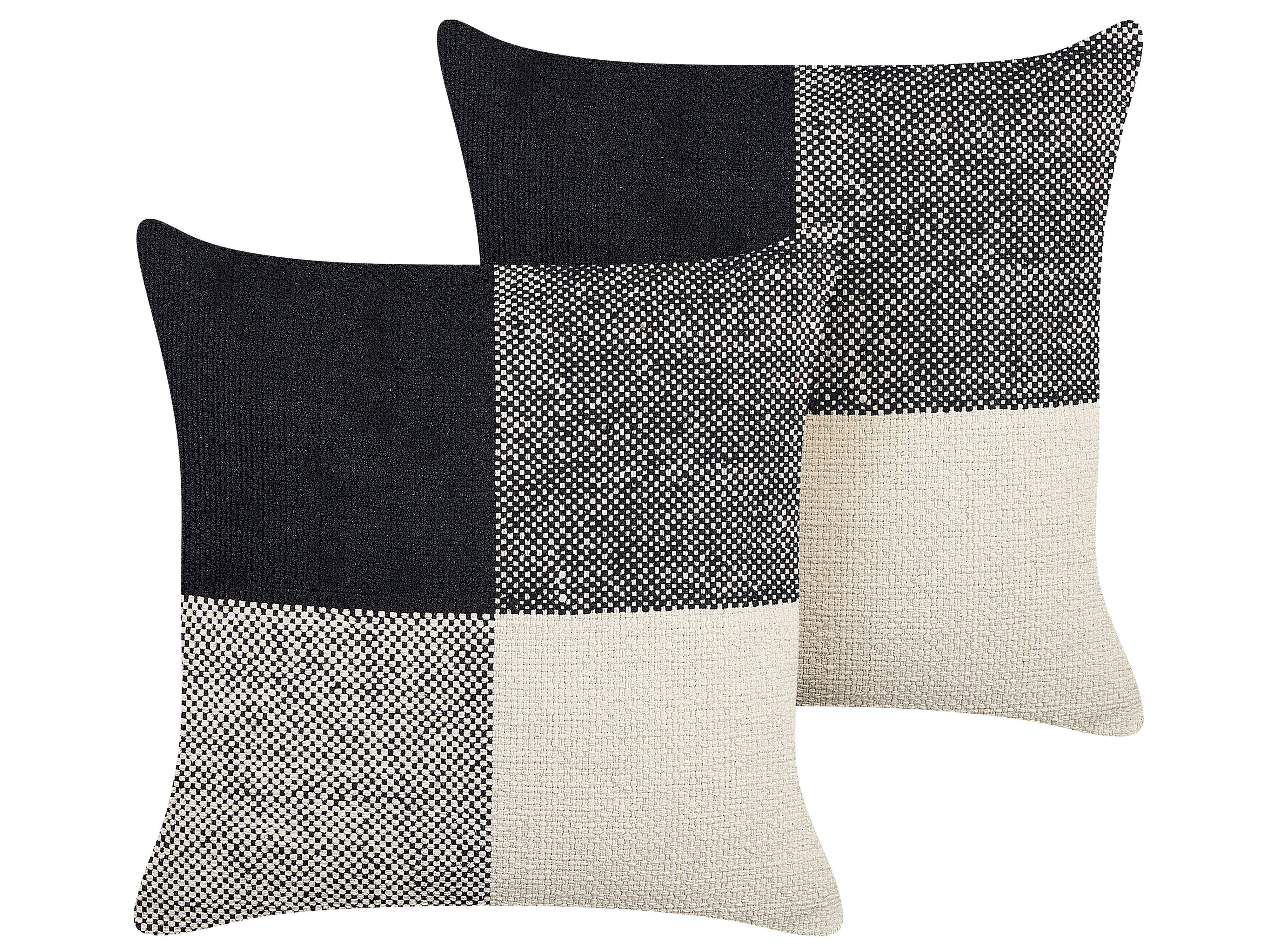 Set van 2 sierkussens LAELIA Katoen 45 x 45 cm Zwart patchwork