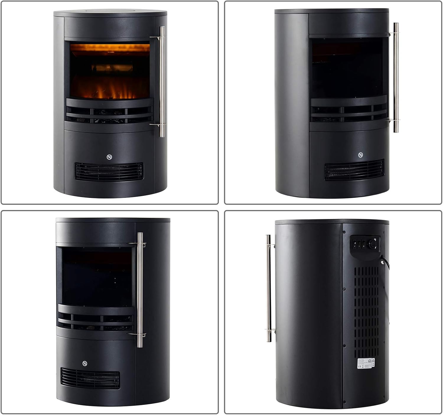 HOMCOM Elektrokamin mit Heizung, elektrischer Kamin mit LED Flammeneffekt, 900/2000W Dekokamin, elektrisch Kaminfeuer Kaminofen, Schwarz
