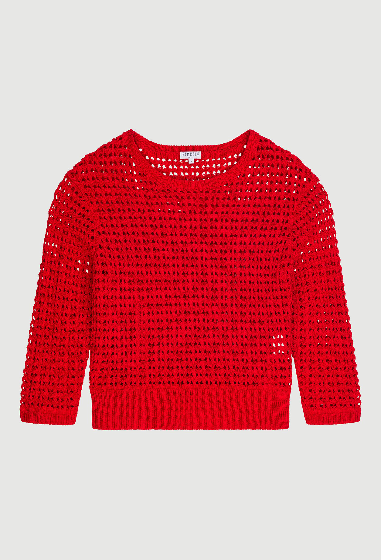 Pull ajoure rouge