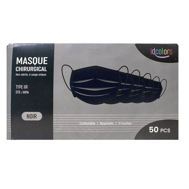 50 masques chirurgicaux noirs type IIR