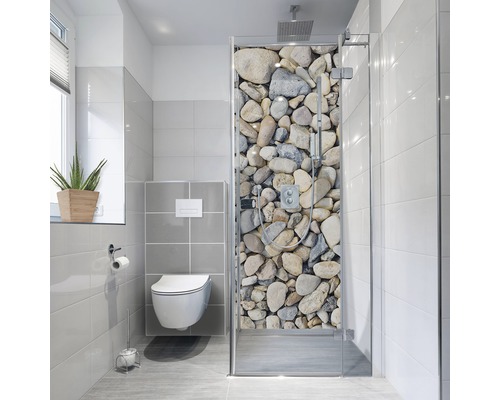 Douchewandfolie mySpotti Fresh kiezels 100 x 255 cm