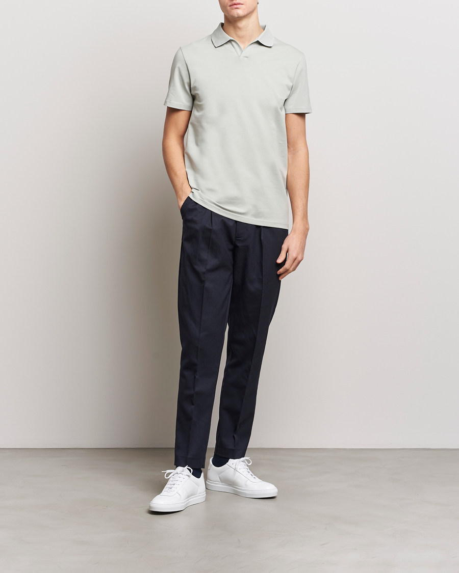 Filippa K Soft Lycra Polo T-Shirt Green Grey