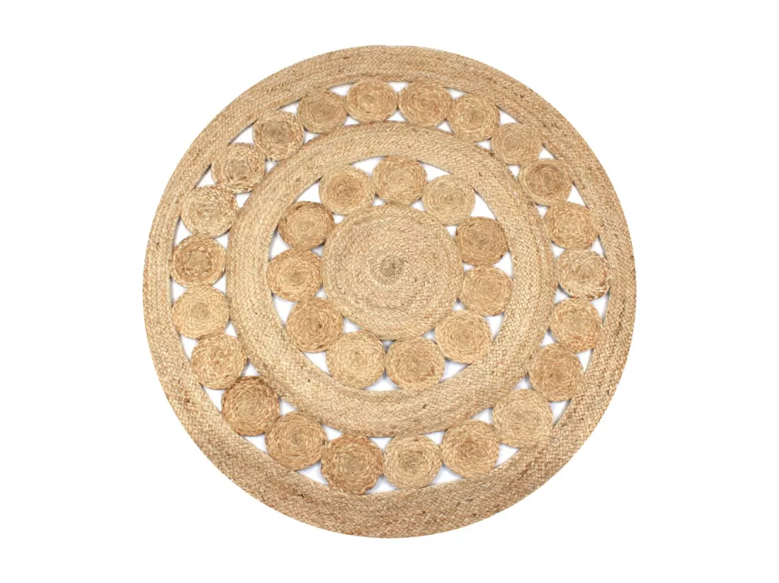 Tapis Jute design tressé 150 cm rond