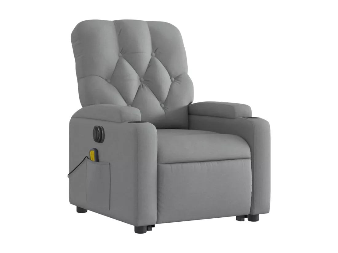 Fauteuil inclinable de massage électrique Gris clair Tissu