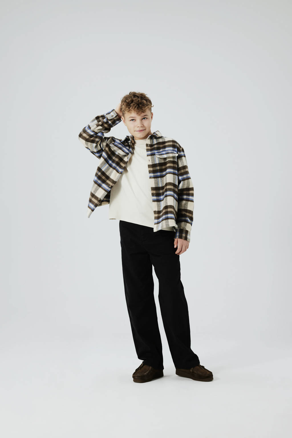 NAME IT geruit overshirt NKMOWE beige/bruin/blauw