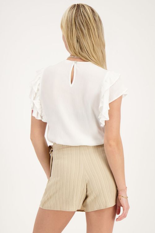 Witte top met ruffles en pintuck