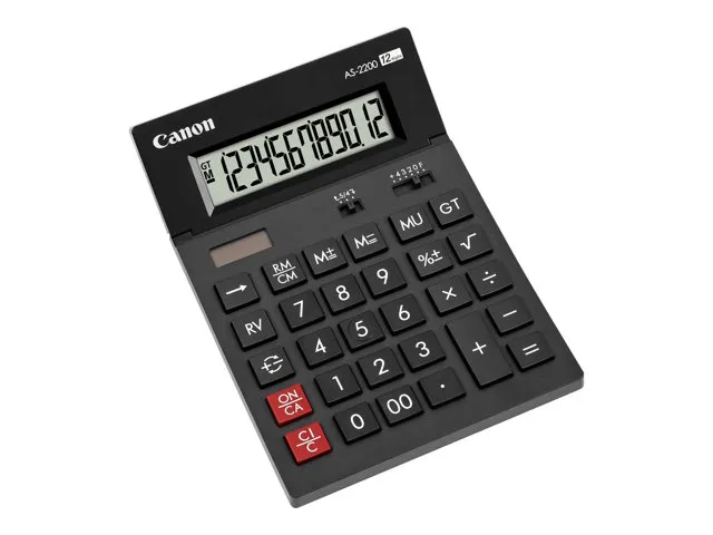 Regnemaskine Canon AS-2200 bordmodel - 12 cifre - solpanel - batteri - mørkegrå