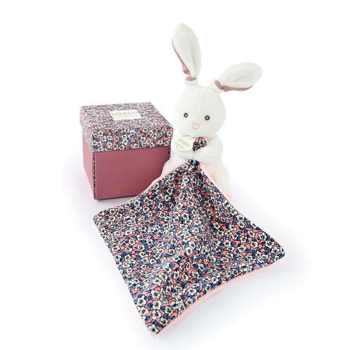 Doudou Lapin Rose Bohaime Blanc - DOUDOU ET COMPAGNIE