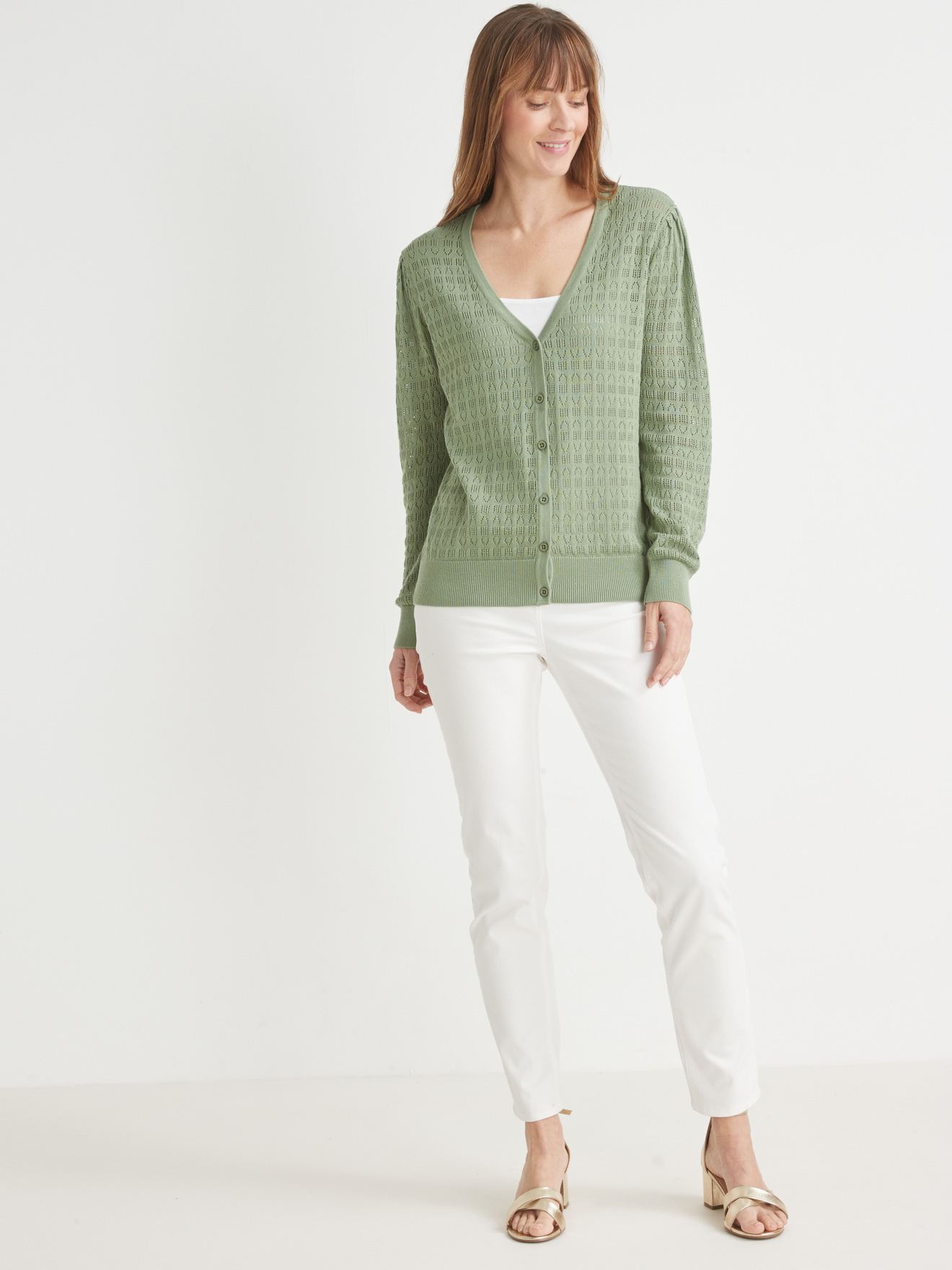 Gilet point fantaisie encolure V