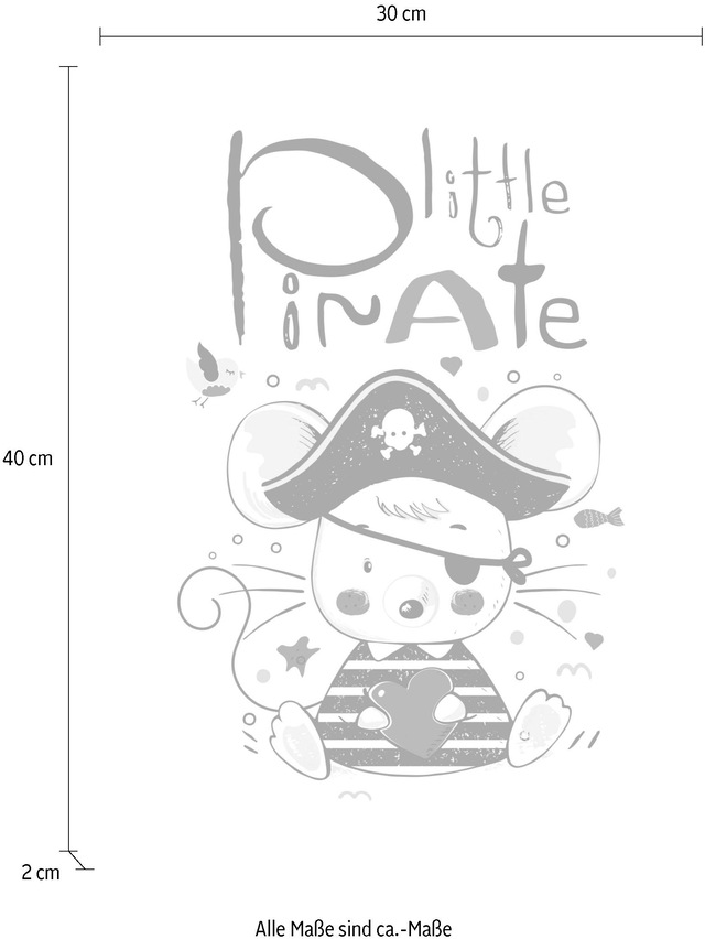 queence Leinwandbild »Little Pirate« Kunst | Mäuse | Piraten | Tiere | klassische Fantasie Premium-Leinwandstoff, Handarbeit aus Deutschland