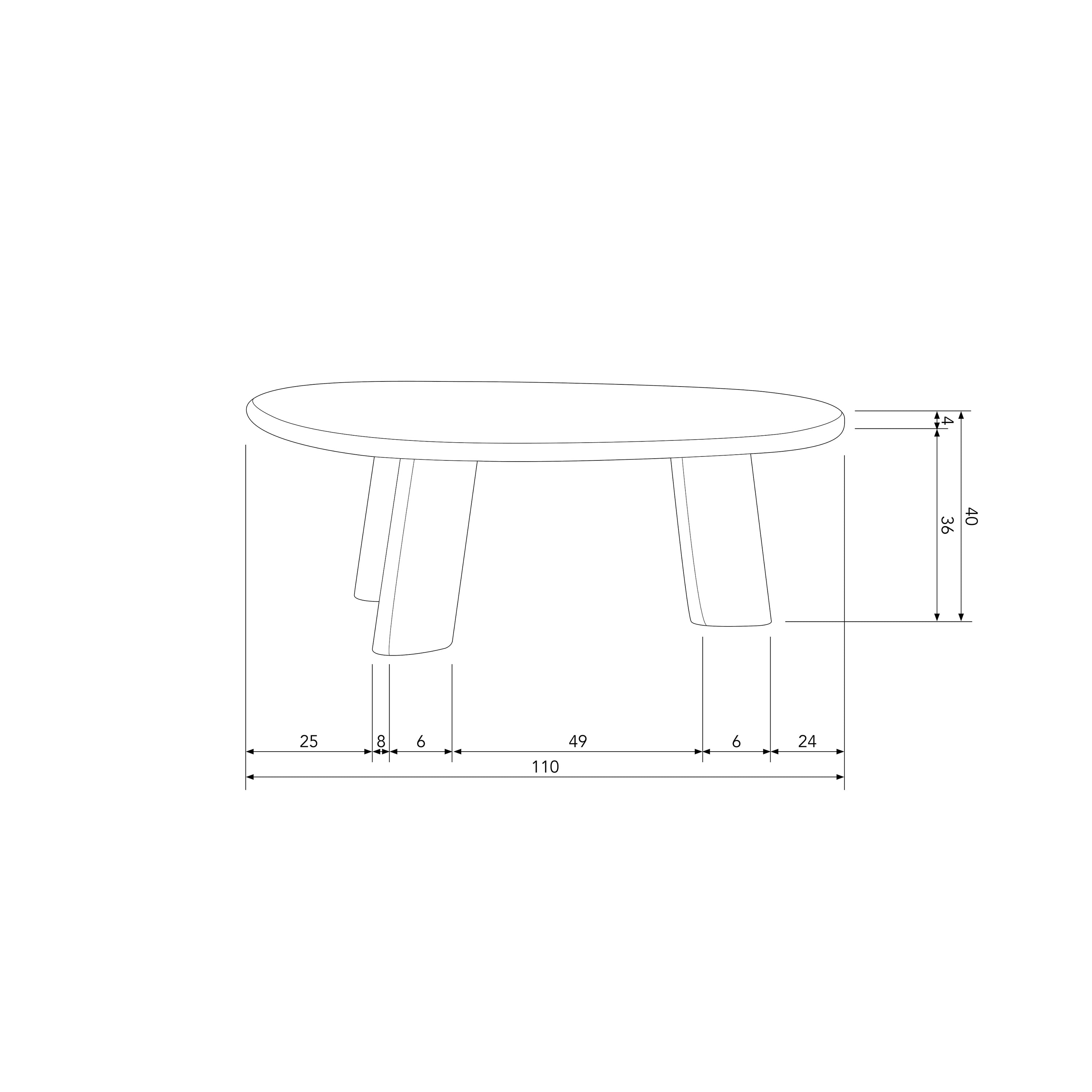 WOOOD Roundly Salontafel - B 110 x D 60 cm