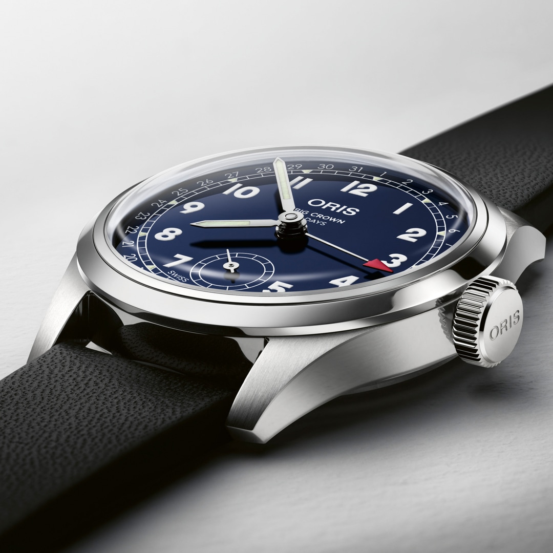 Oris Big Crown Pointer Date Calibre 403 Blau auf Lederband