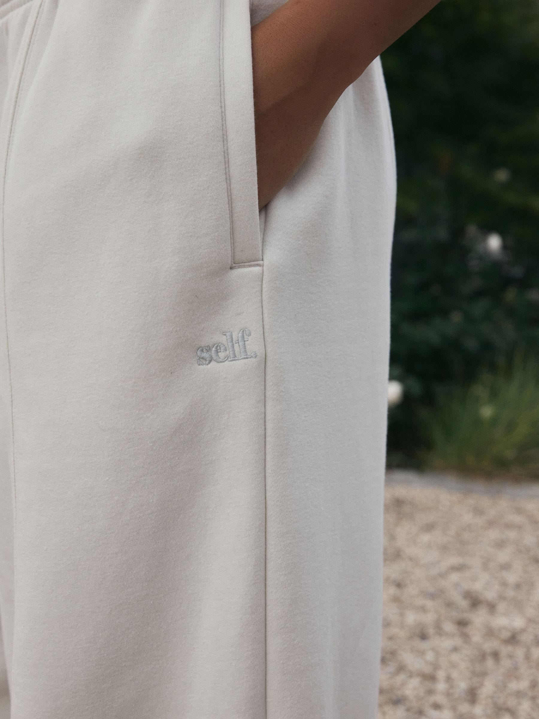 Ecru - self. Barrel Leg Joggers
