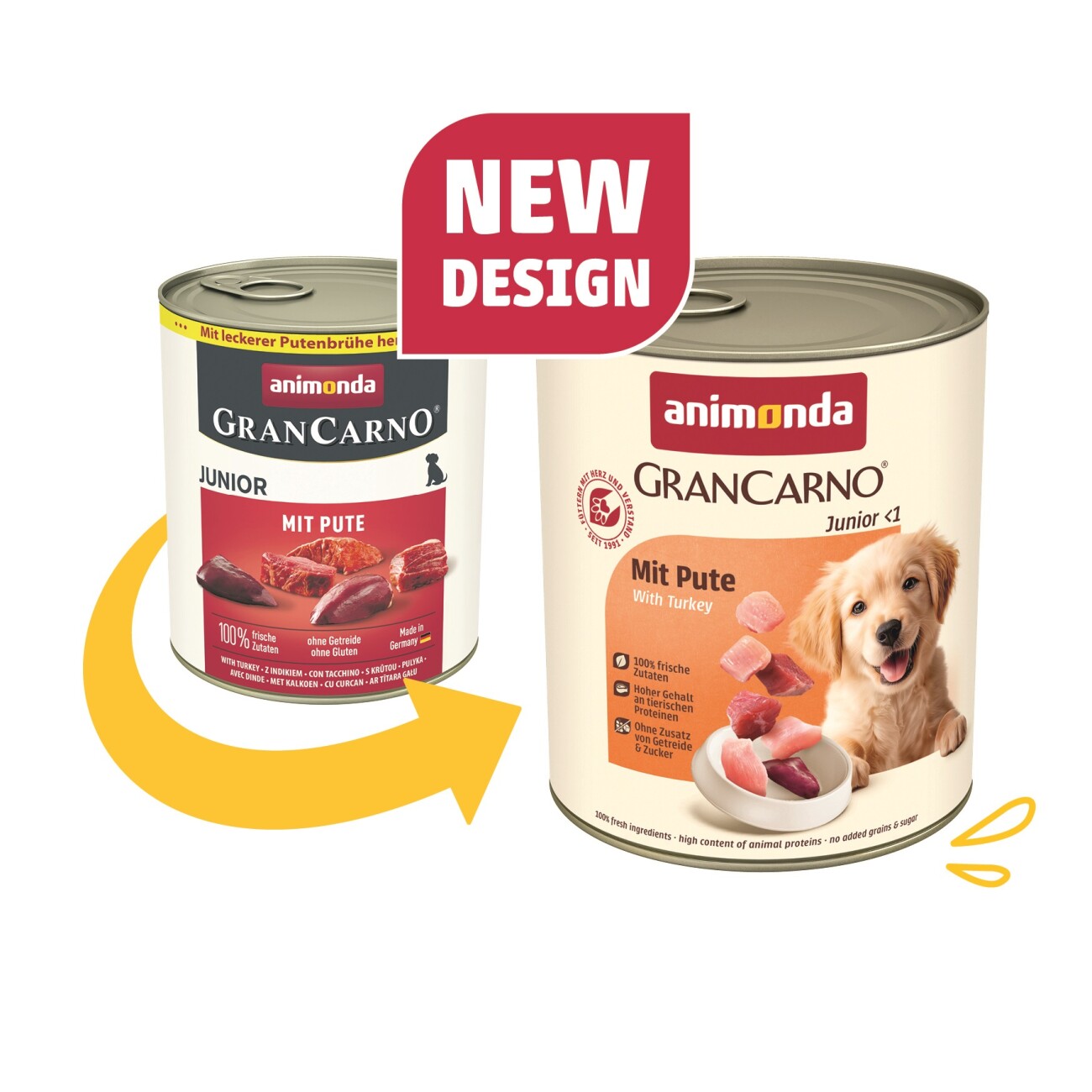 animonda GranCarno Original Nassfutter Hund Junior, Pute 6x800 g