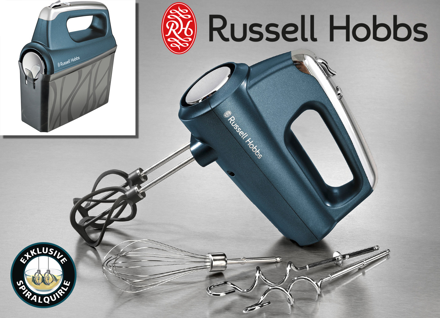 Russell Hobbs Handmixer mit spiralförmigen Helix-Quirlen