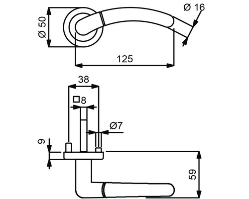 Rozetset Mount Betty, messing/gepolijst/satijnafwerking, BB, voor binnendeuren